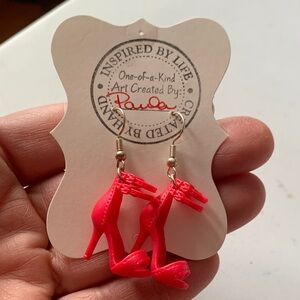 Barbie Handmade Unique red high heel Sandal earrings #6